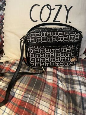 Tommy Hilfiger Monogram Crossbody Bag - Black & White